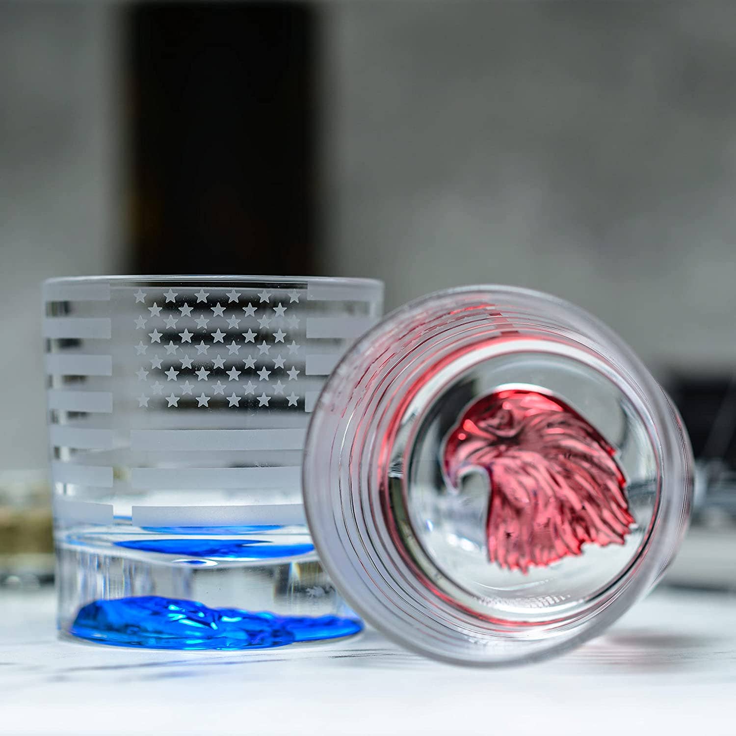 Greenline Goods - Wholesale Growler - Eagle Whiskey Glasses With Etched Flag7