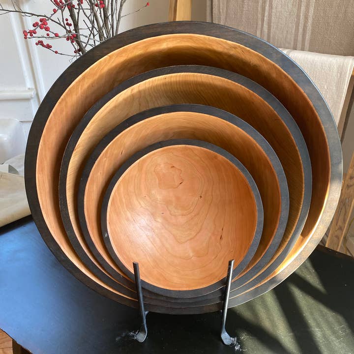 15" CHERRY TWO TONED ROUND BOWL - DARK RIM for wholesale by Petermans Boards and Bowls Inc.