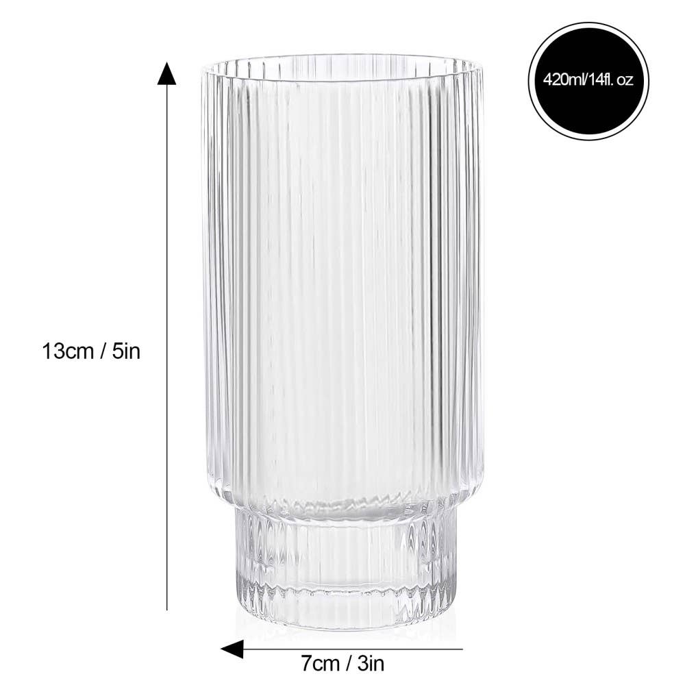 TABLESETTERS LIMITED - Wholesale Cocktail/Liquor Glass - Ribbed Highball Glass 420ml, Set of 47