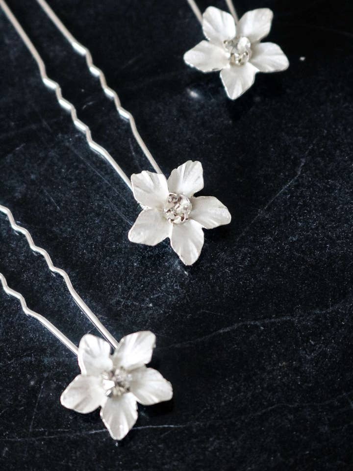 Feya Crystal Flower Hairpin for wholesale by Miss Foxine Couture