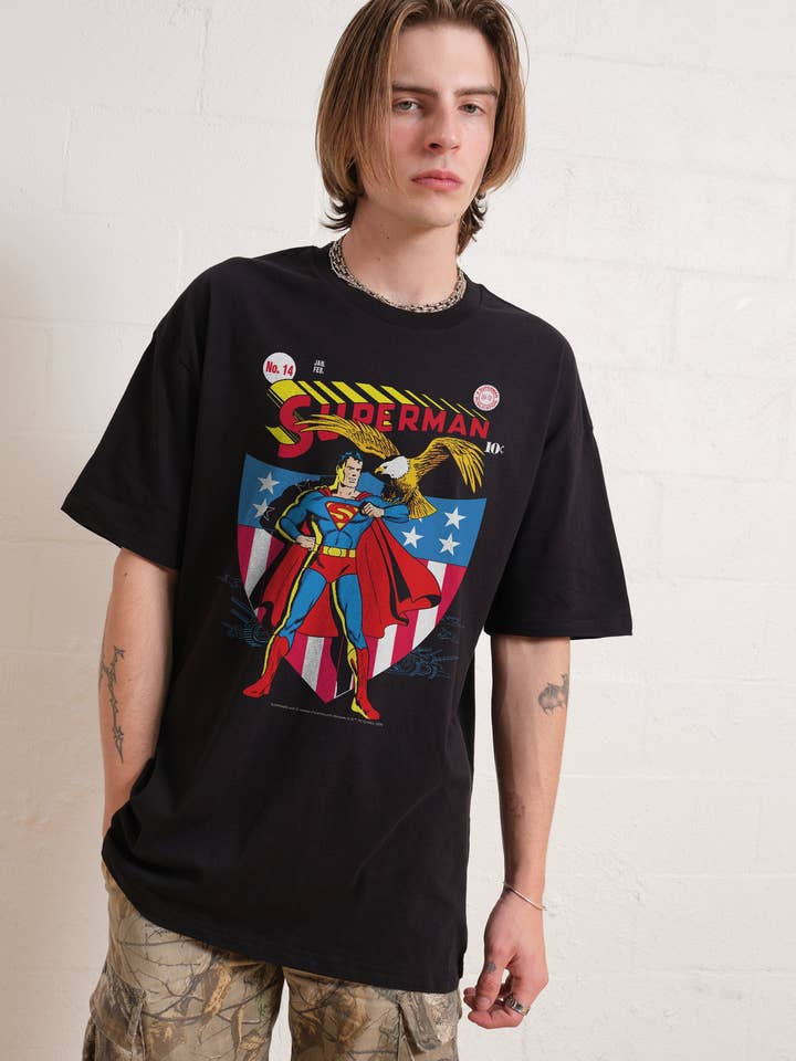Black Superman 14th Edition T-Shirt for wholesale on Faire0