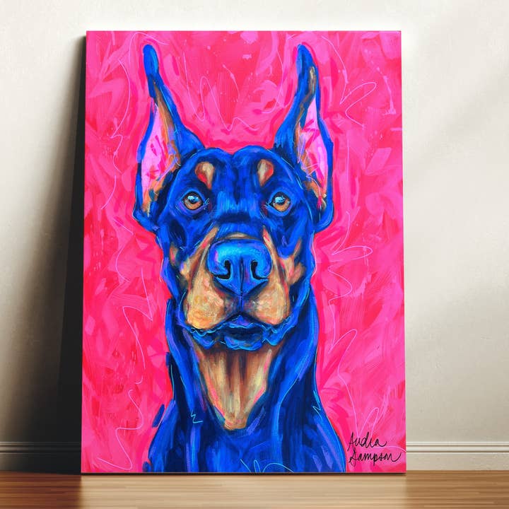 Doberman Canvas Print - Hund Husdjur Konst Målning för wholesale av Audra Style