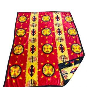 Nativo - Wholesale Throw Blanket - FSL-RED - 2 Ply Full-Size Plush Blanket Starlight Design