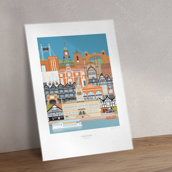 Chester Art Prints for wholesale by Adam Francis Illustrator