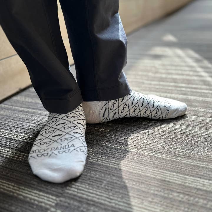 Sock Panda – Engroshandel Strømper - Herre – Overskæg og briller Argyle Pattern Sokker (Voksne Large)5