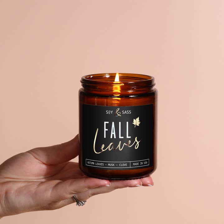 Soy and Sass – wholesale Burkljus – Fall Leaves Soy Candle 9oz - Höstljus HANDGJORDA I USA3