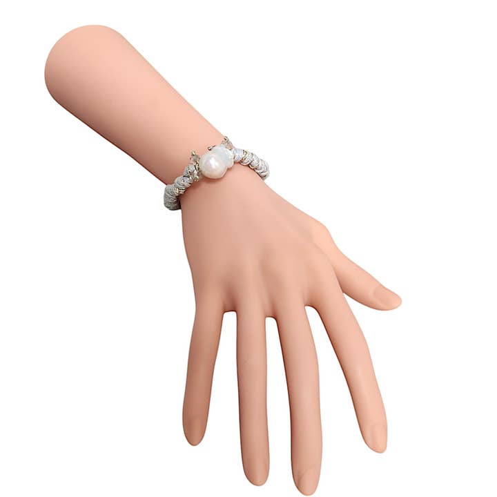 Bijoux Envie Statement Jewelry - Wholesale Beaded bracelet - Coastal Pearl Fabric Bracelet | Boho | Minimalist Jewelry2