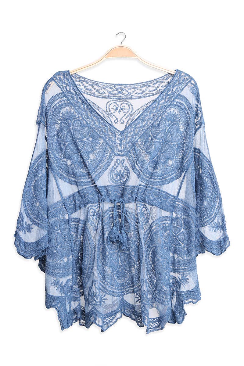 Fashion City - Wholesale Swim Cover Up - Women's - Women's Floral Pattern Drawstring Cover Up5