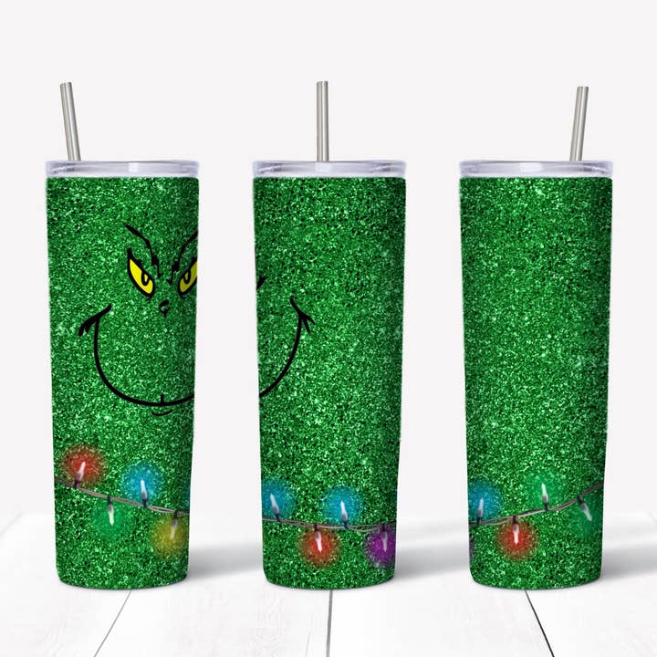 Bicchiere Grinch Face Straight Transfer da 20 once per la vendita all'ingrosso da parte di Rustic Pineapple