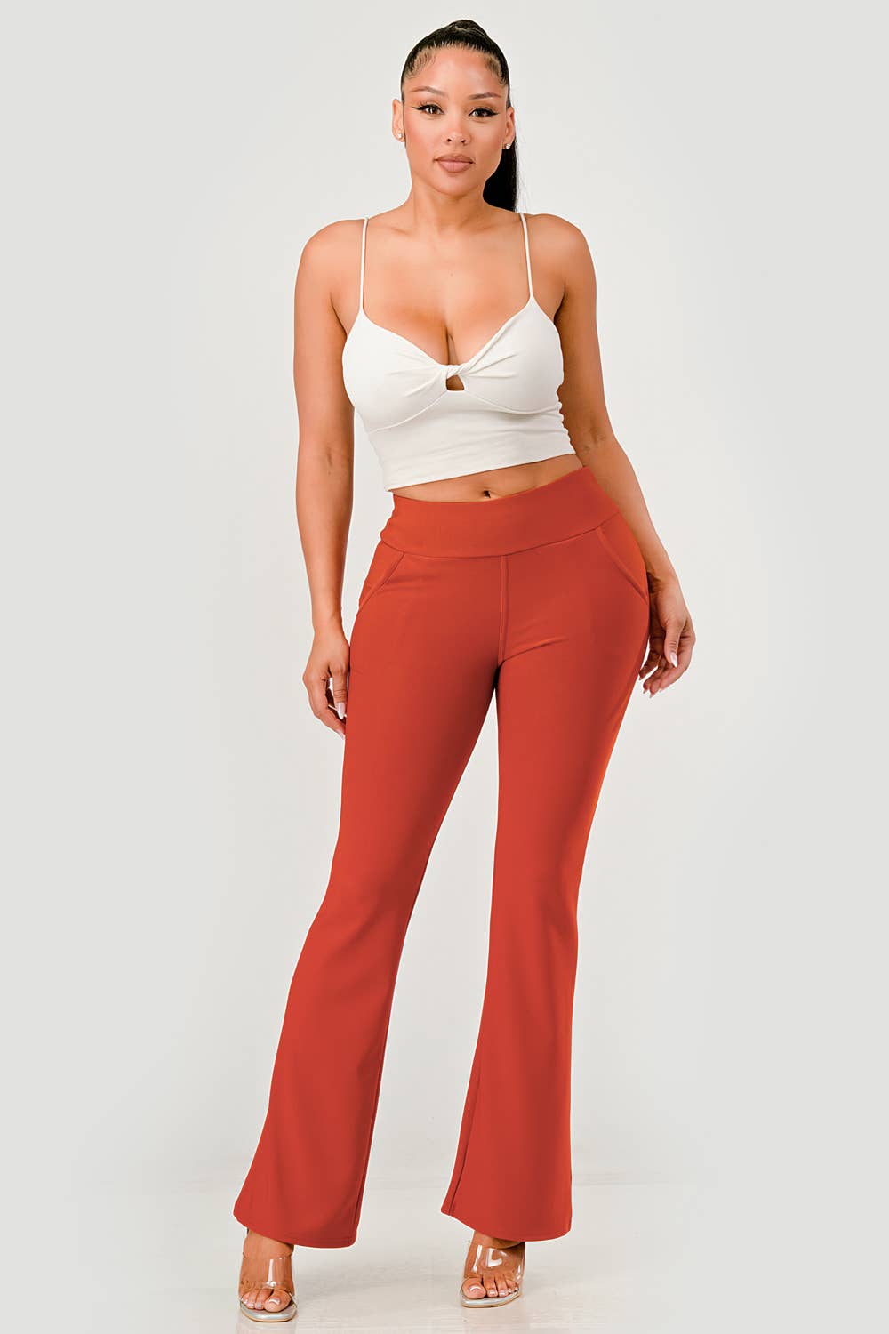 REDFINCH APPAREL INC - Wholesale Pants - Women's - Womens Tummy Control Butt Sculpting Flare Pants With Pockets15