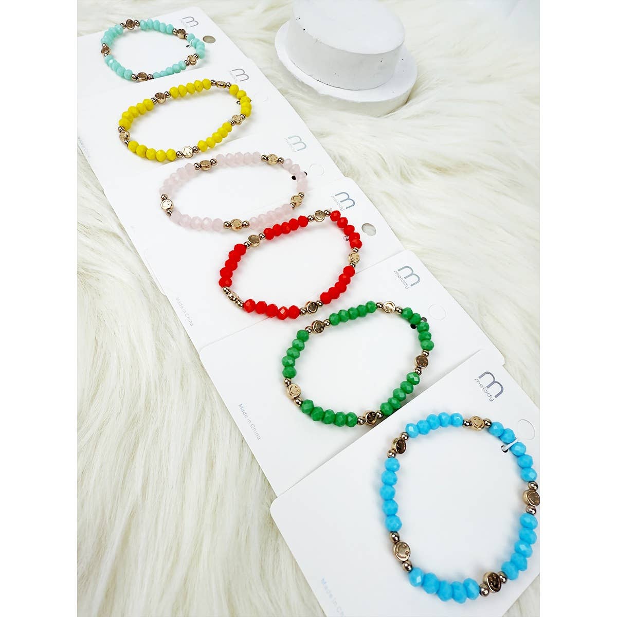 MIX COLOR Cute Smiley Charm Coloful Bead  Bracelet for wholesale on Faire5