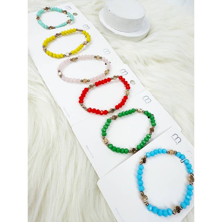 MIX COLOR Cute Smiley Charm Coloful Bead Bracelet for wholesale on Faire5