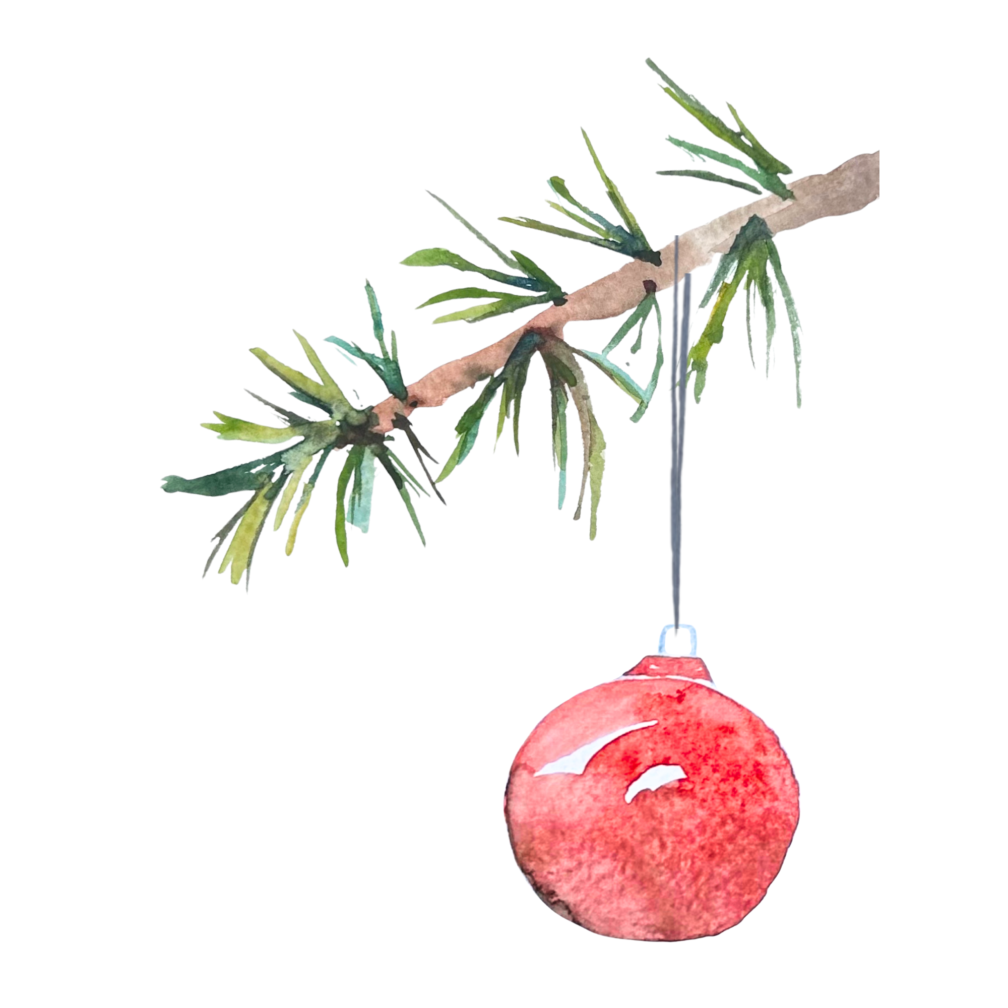 Waterline Studio - Wholesale Christmas Card - Red Ornament Watercolor Holiday Card1