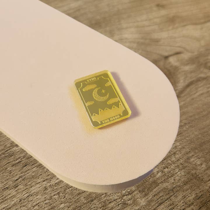 Moon Tarot Card Acrylic Pin for wholesale by Boxford Comma