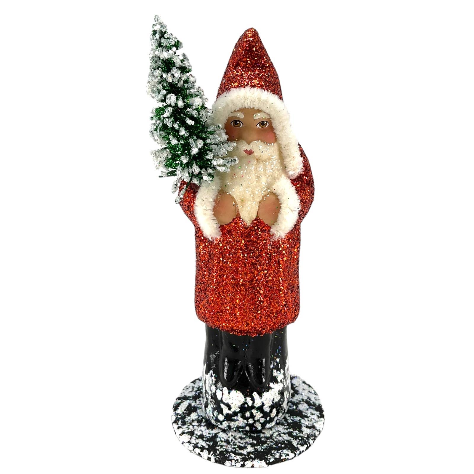 Pinnacle Peak Trading - Wholesale Christmas Decoration - Ino Schaller Copper Red Glitter Santa German Paper Mache0