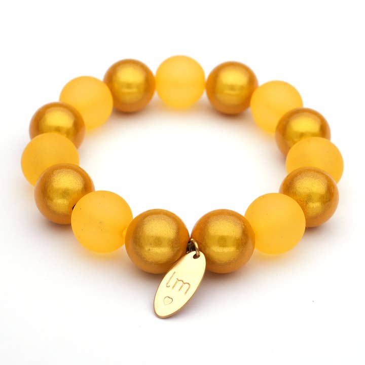 LizzyMae bracelet Galaxy Pearl - ochre-ICE-yellow 14mm for wholesale by LOT83