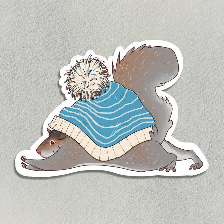 Pegatina Ardilla bajo un sombrero de invierno para venta al por mayor de Salt Birch