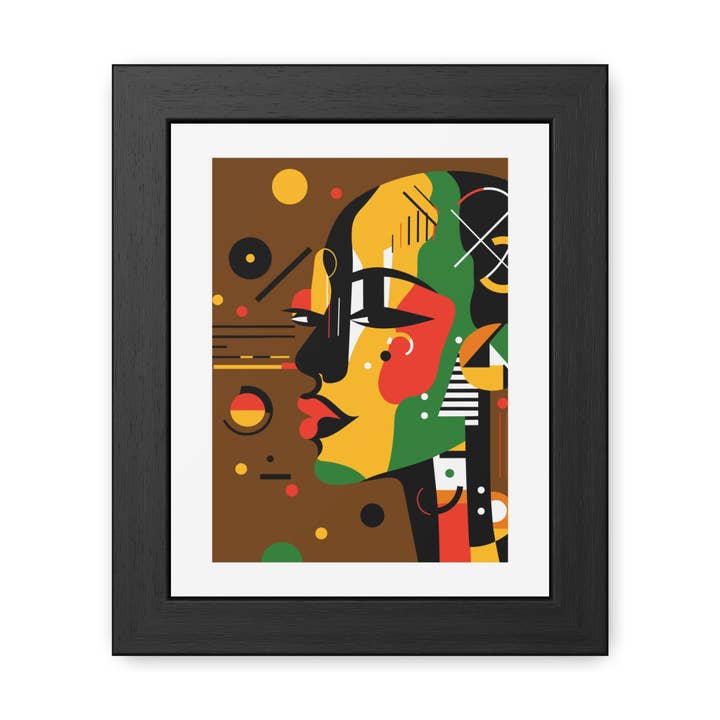 Afrique 4 - Affiche d'art encadrée moderne - Portrait abstrait coloré pour la vente par Donkey Laserbeam