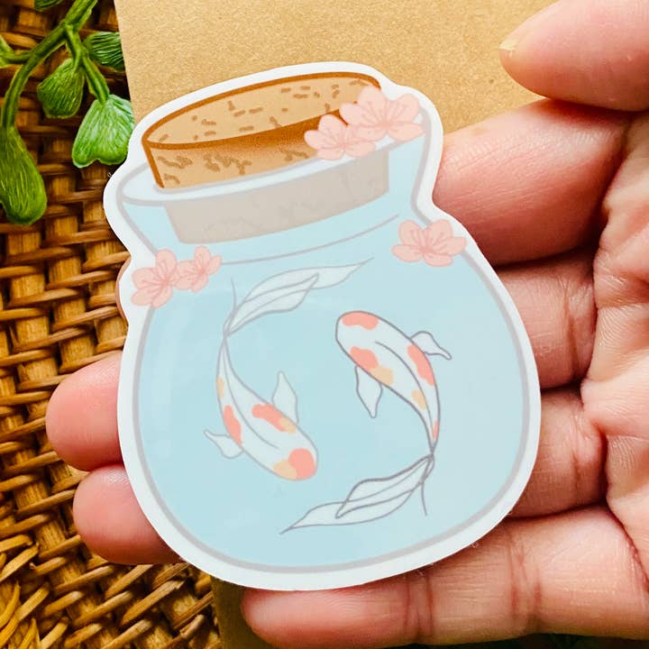 Jess Craft Co - Wholesale Sticker - Koi Fish in Jar Sticker0