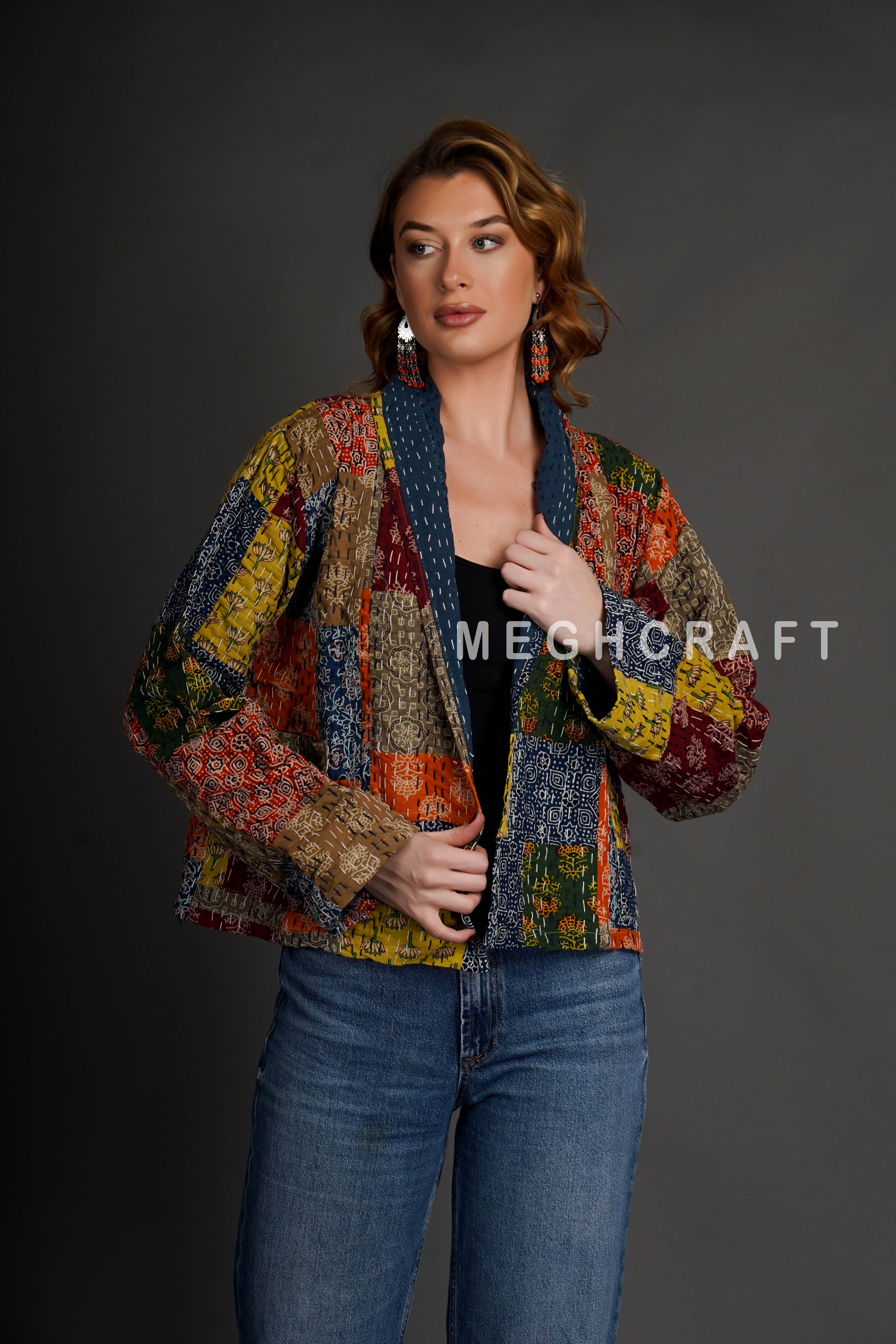Meghcraft - Venta al por mayor Chaqueta - Mujer - Chaqueta Reversible de Kantha para Mujer6
