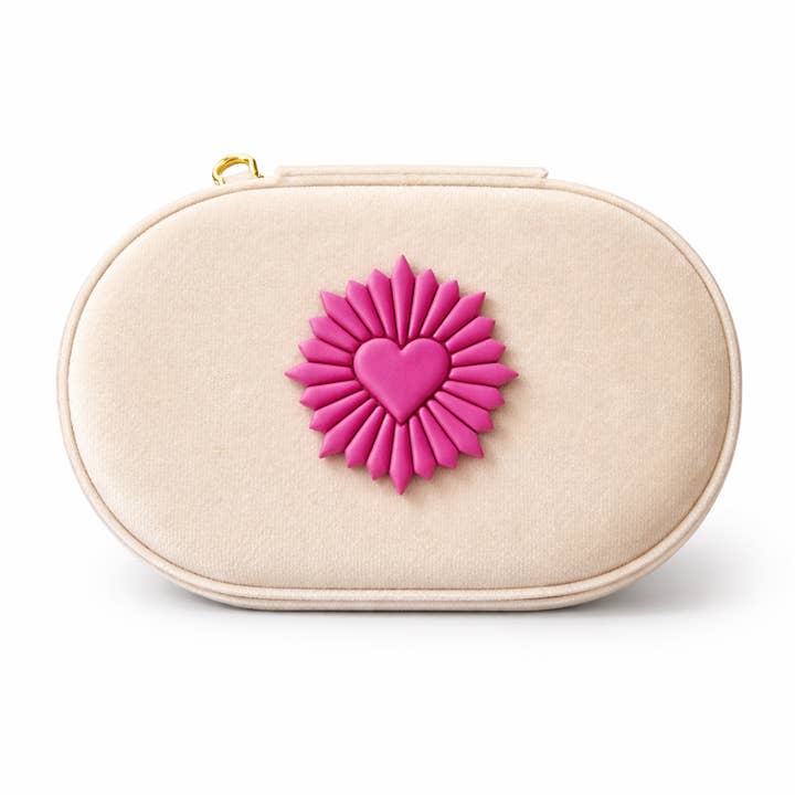 CORAZÓN SAGRADO ROSA - Joyero de viaje ovalado de terciopelo para venta al por mayor de DUESTELLE ITALIA