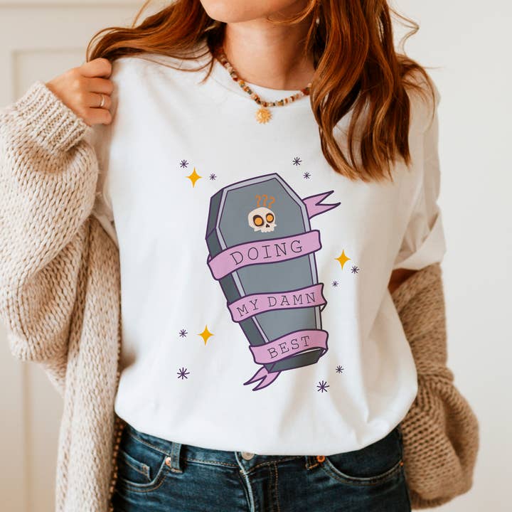 with love, aj. - Venta al por mayor Camiseta serigrafiada - Mujer - Camiseta gráfica gótica Doing My Best Edgy