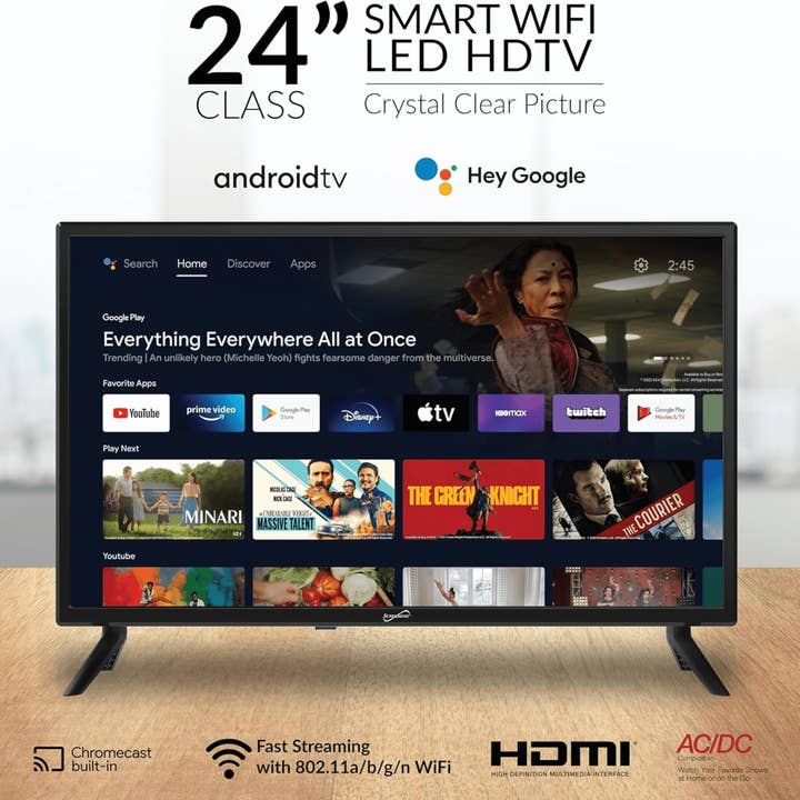 JupiterGear Home - Wholesale Decorative Tabletop Object - Supersonic 24-inch DLED Smart HDTV with Google Assistant