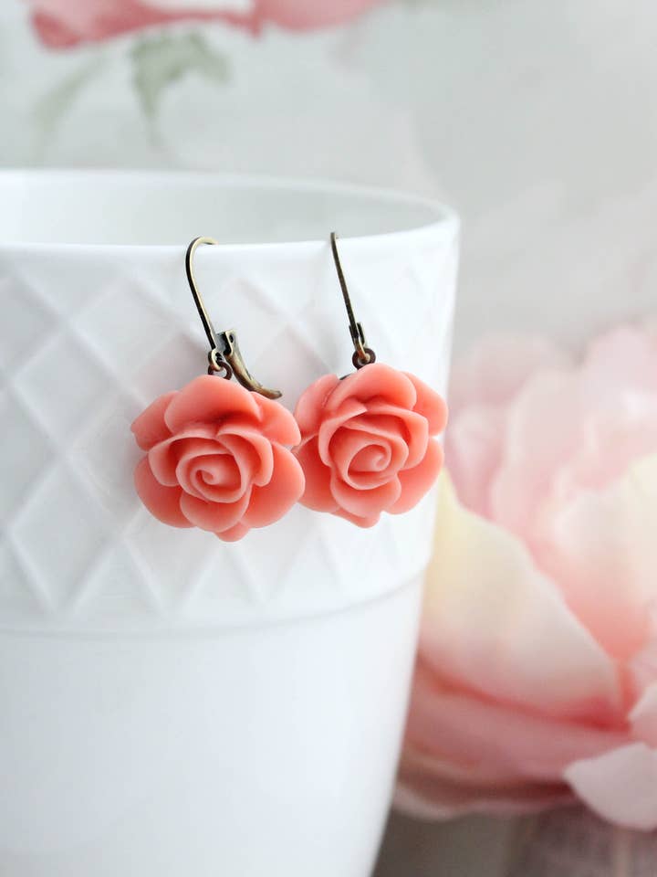 Rose Earrings - (28 colors/styles) for wholesale by A Pocket of Posies