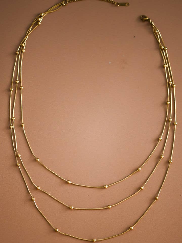 18K Gold Plated Waterproof Stainless Steel Chain Necklace - 7060 for wholesale by Mia Accessories