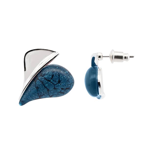 AMORINO SRL - Wholesale Stud/Post Earrings - HEART EARRINGS HALF IN STONE - SW2488A798