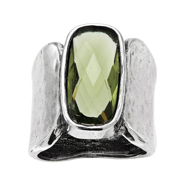 Silpada Zircon Token Olive Green Cubic Zirconia Ring Silver for wholesale by Silpada