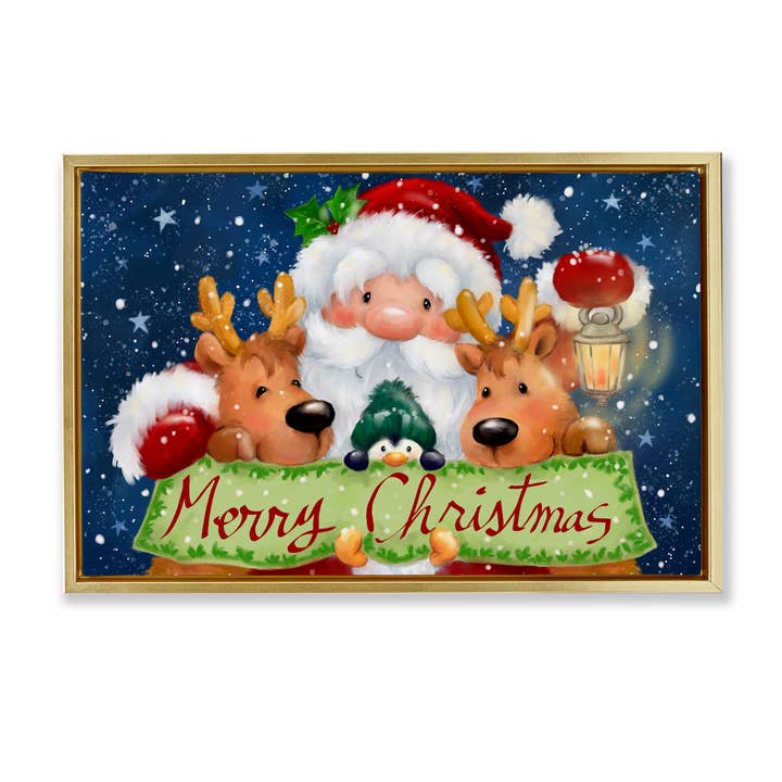 Stupell Industries - Wholesale Christmas Wall Art - Santa with Lantern Christmas Floater Framed Art Holiday25