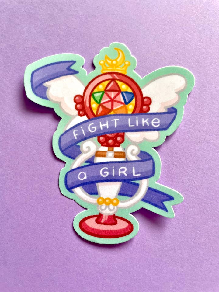 Fight like a girl sticker for wholesale by Girafette