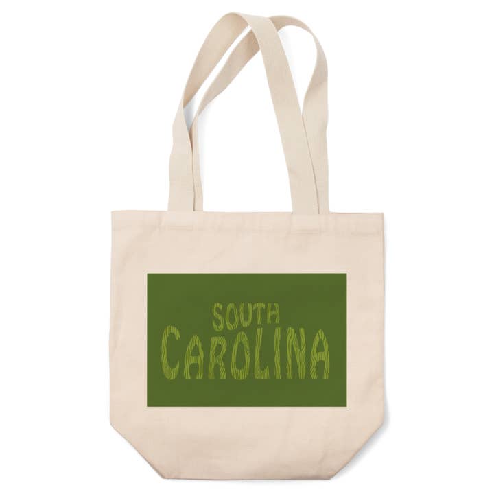 ORGANIC TOTE BAGS South Carolina, Outdoor Typography, Wood for wholesale by Lantern Press