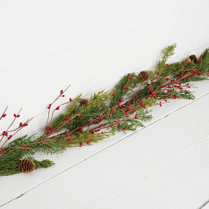 Impressive Enterprises, Inc. - Wholesale Bunting/Garland - ISB71701- 4ft Evergreen Pine with Red Pips Garland-