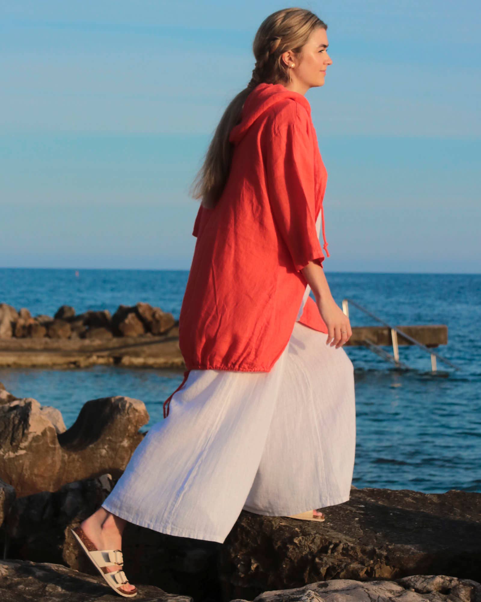 Cadenza Italy Ltd – wholesale Pants – Women's – Linen Flared Trousers with Tie Belt4