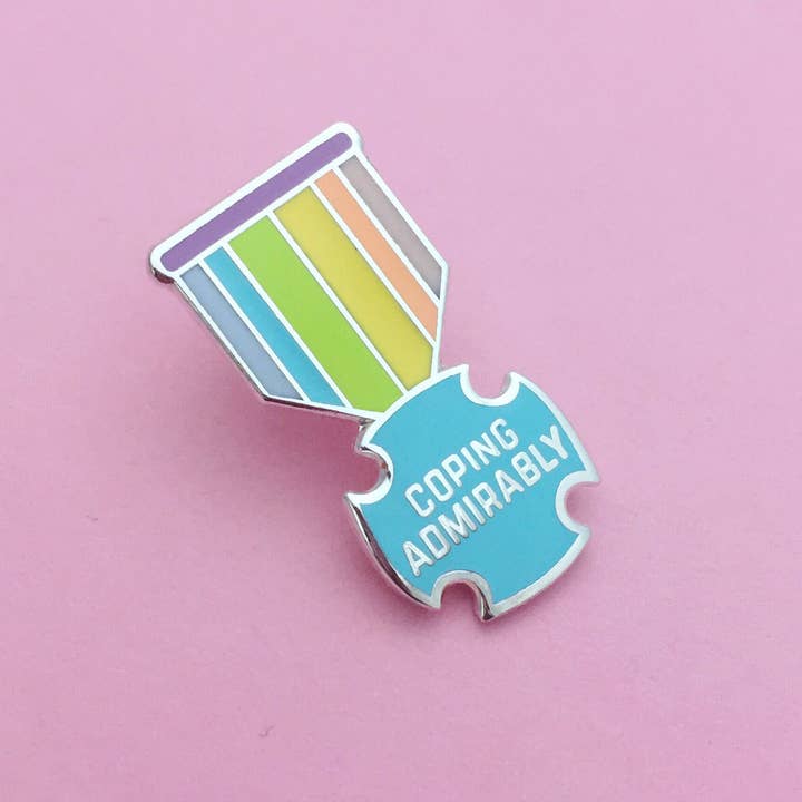 Coping Admirably Medal Enamel Pin for wholesale by Hand Over Your Fairy Cakes