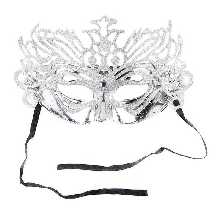 Zucker Feather Products - Wholesale Costume - Women's - Glittered Carnival Mask Form Silver