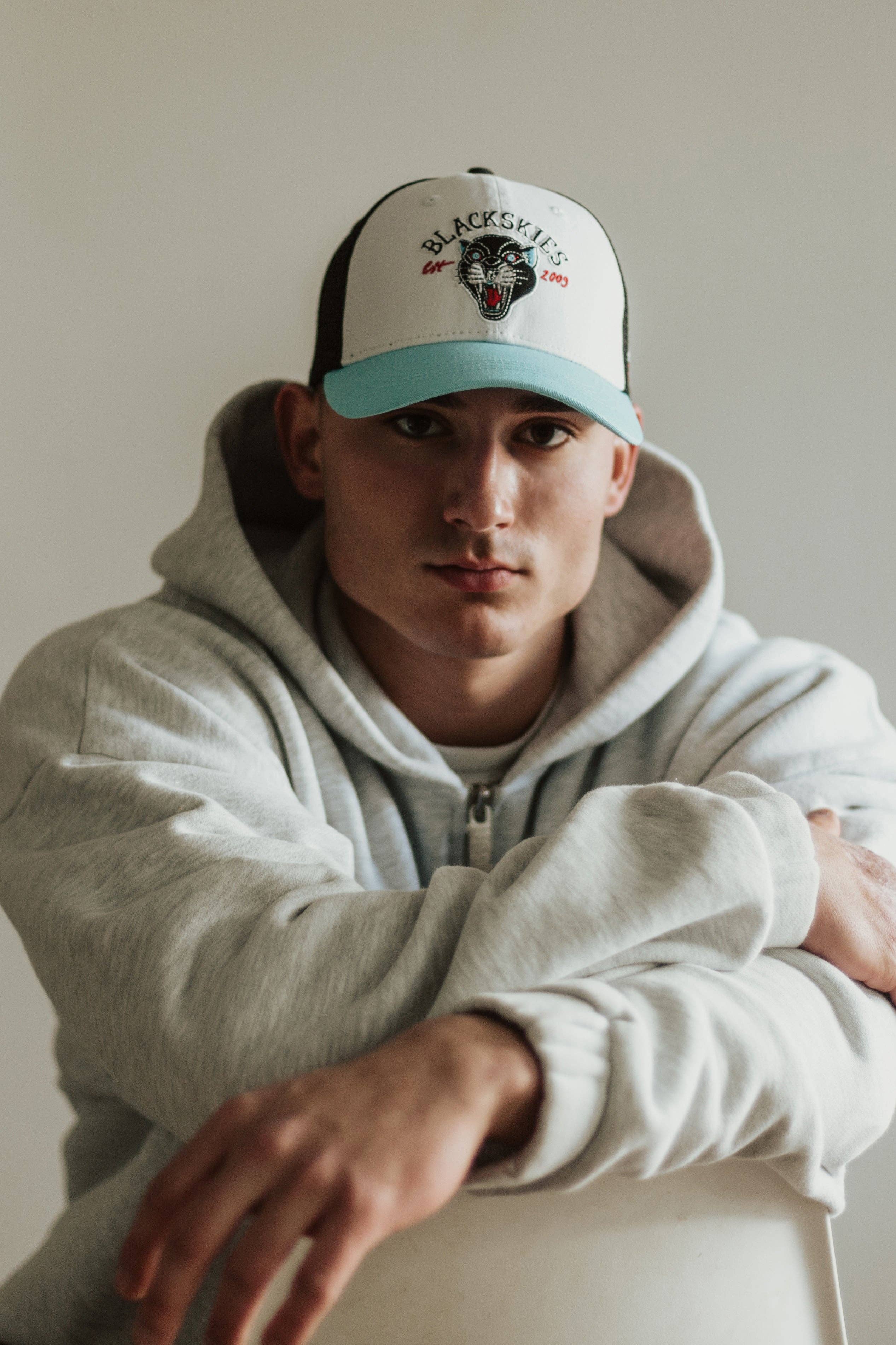 Blackskies - Wholesale Trucker Hat - Unisex - Traditional Tattoo Trucker Cap Panther White-Black-Blue4