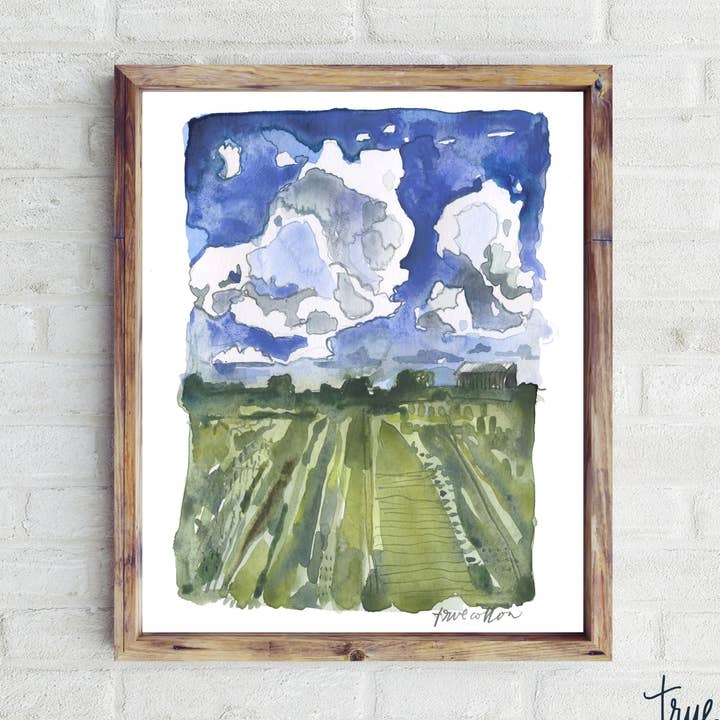 True Cotton - Wholesale Art Print - In the Field Watercolor Art PRINT2