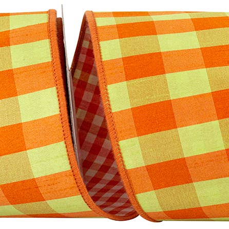 Dupioni Tierra Check Gingham Backed Deluxe Wired Edge 10D for wholesale by RELIANT RIBBON