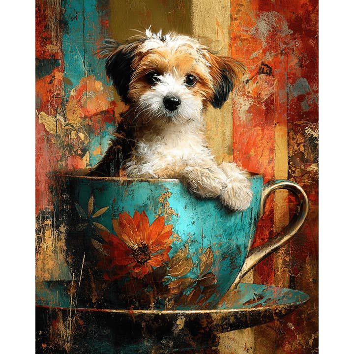 Mowbi - Wholesale Art Print - Aaron the Shih Tzu - Pups in Cups Art Print - 8"x10" Artwork for 11"x14" Frame