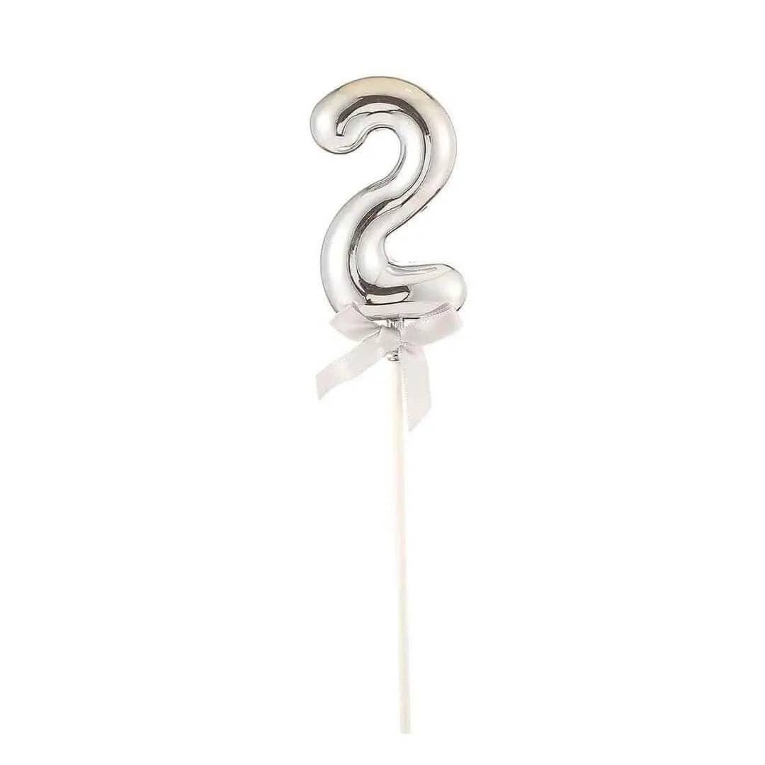 Party Expo, LLC - Wholesale Cake/Cupcake Topper - Cake Topper Number '2' - Silver0