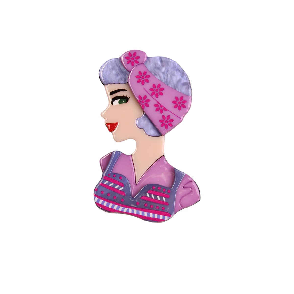 Domoflor s.l - Vente Broches - 🌼👒 Broche "Fille Vintage Champêtre" 💙🌸2