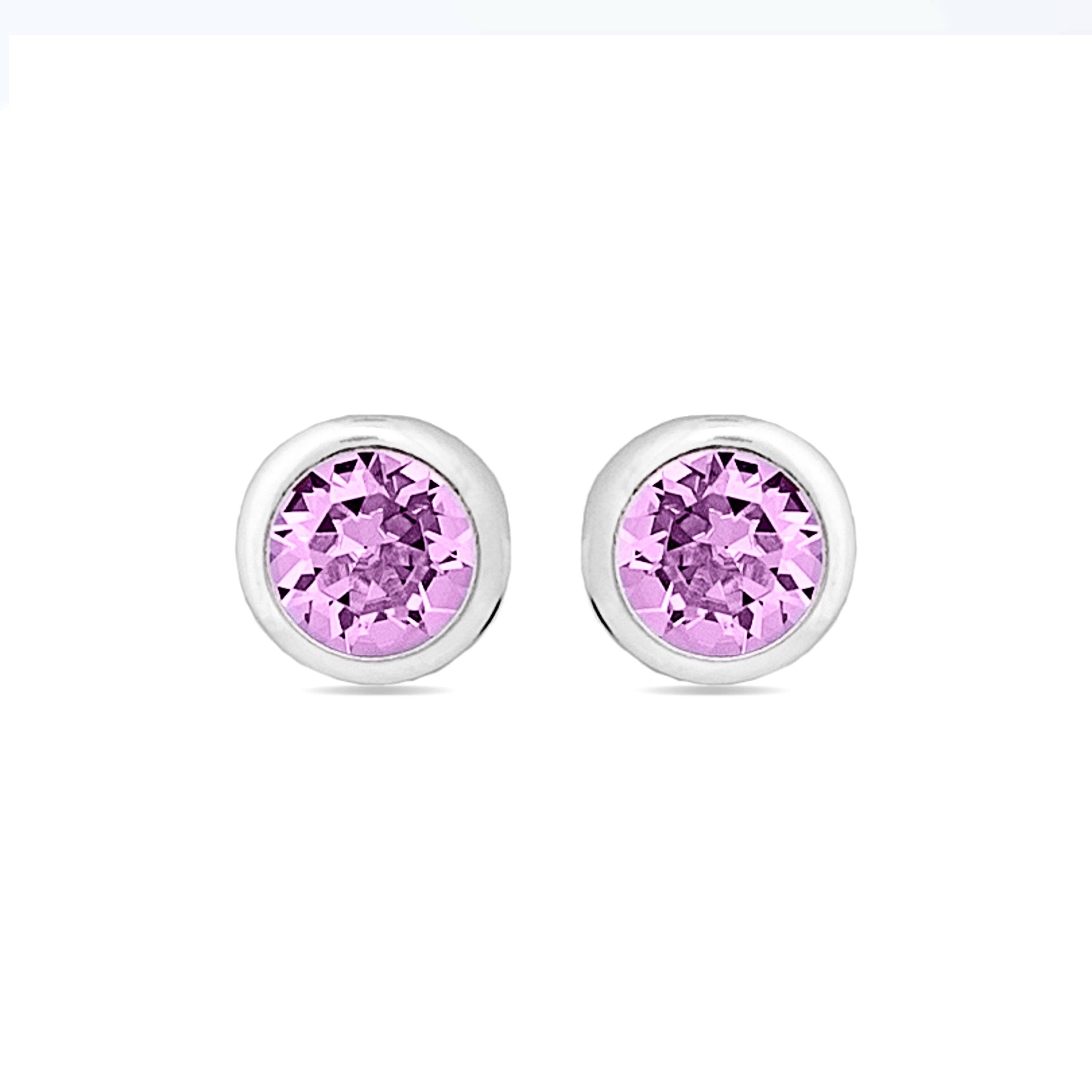 Luxenter - Wholesale Stud/Post Earrings - Pendientes Luxenter de Plata de Ley 925 con Circonita Amatista acabados en rodio - Essential0