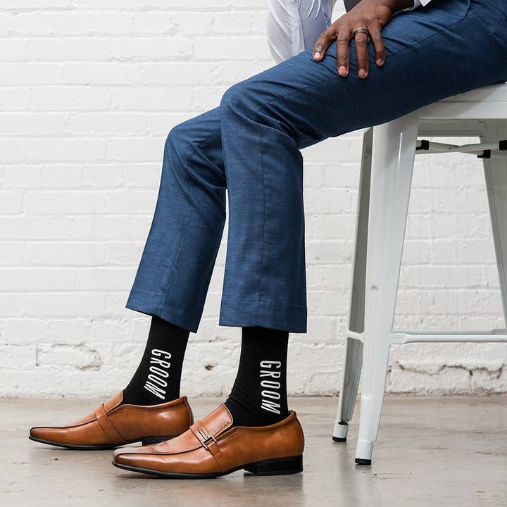 Weddingstar Inc. - Wholesale Socks – Men's - Men’s Black Wedding Party Dress Socks - Groom1