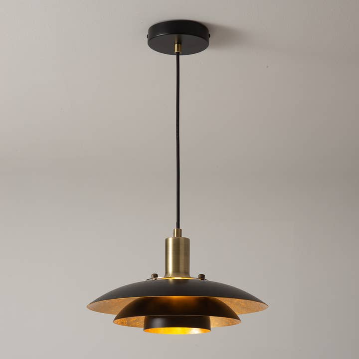 Pendant Light Rancho Mirage 6.5" Black Gold Shade Brass for wholesale by Nova of California