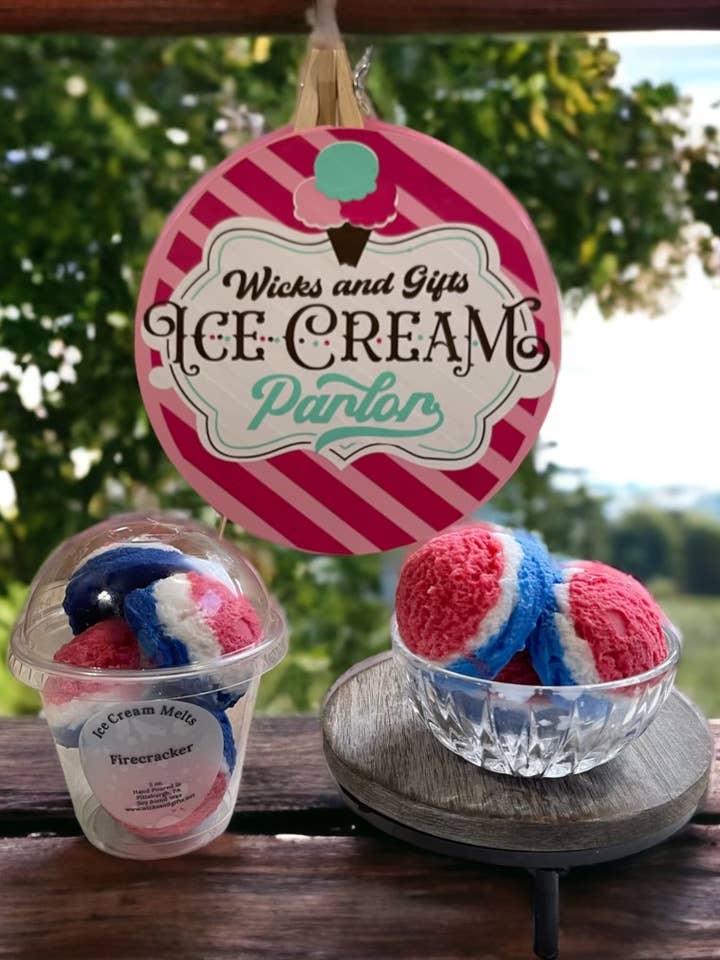 Firecracker 5 oz Ice Cream Candle Melt for wholesale by Wicks and Gifts