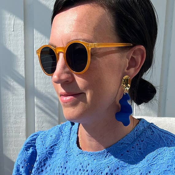 Jewelry By Elina Dahl - Vente Boucles d'oreilles pendantes - Boucle d'oreille bleue, sauf vague.2