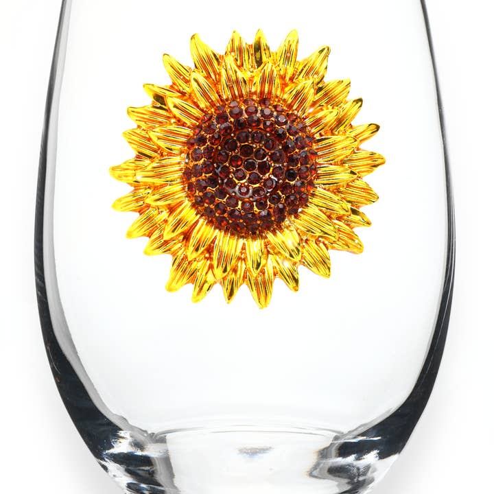 The Queens' Jewels® - Wholesale Wine Glass - Sunflower Jeweled Stemless Wine Glass